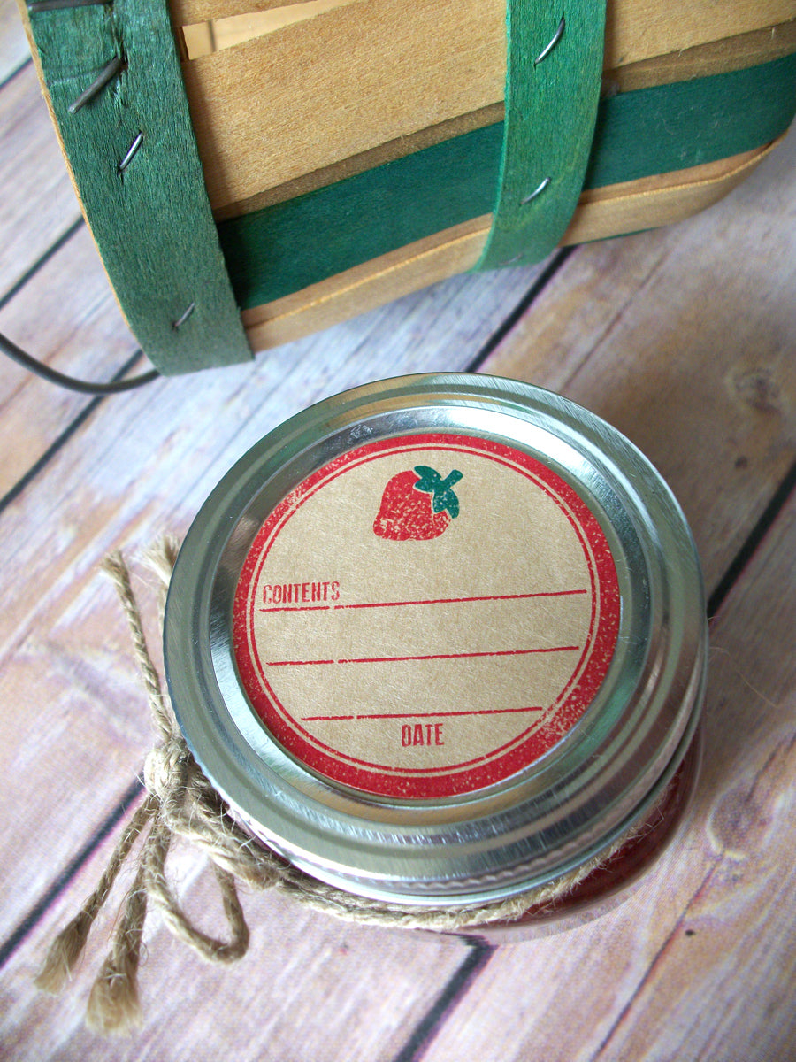 Rubber Stamp Kraft Strawberry Canning Labels | CanningCrafts.com