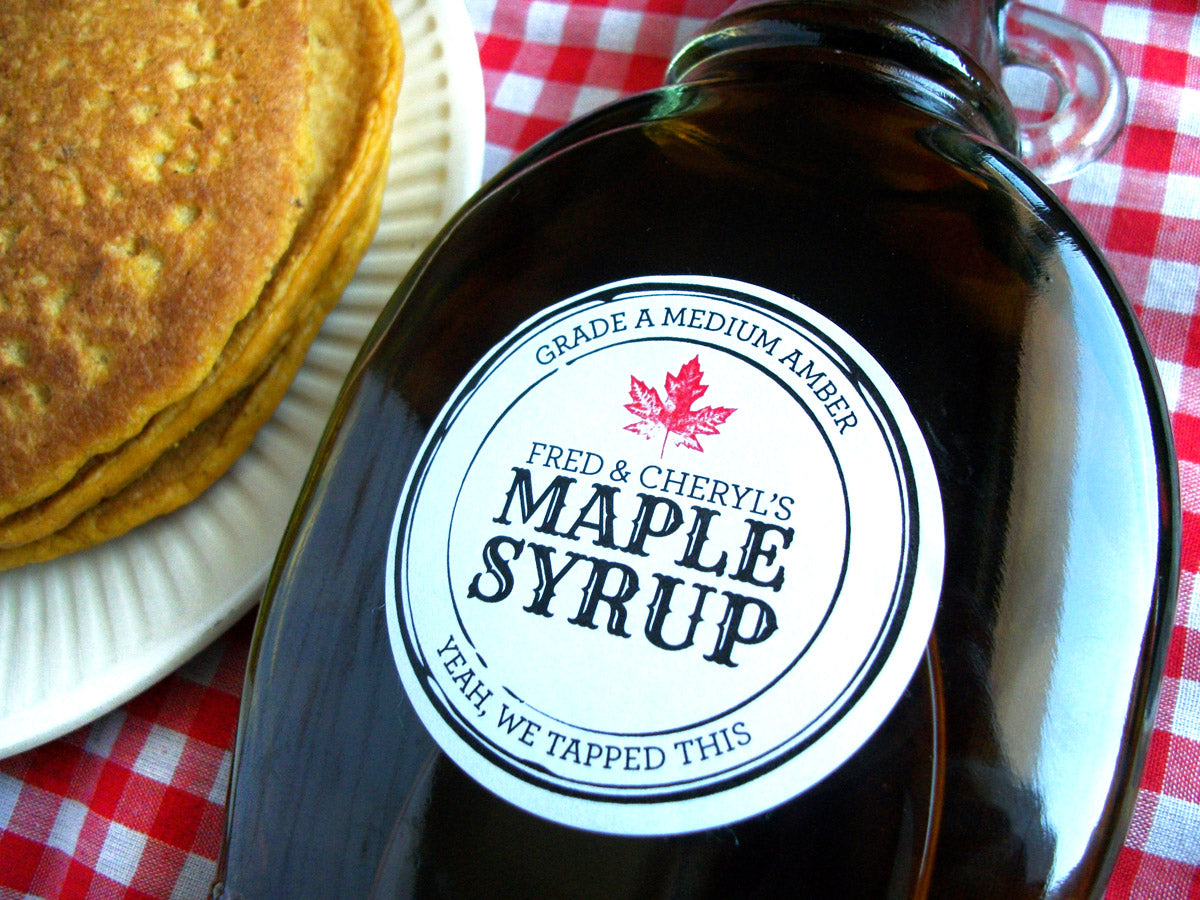 Black Seal apothecary style custom Maple Syrup bottle labels | CanningCrafts.com