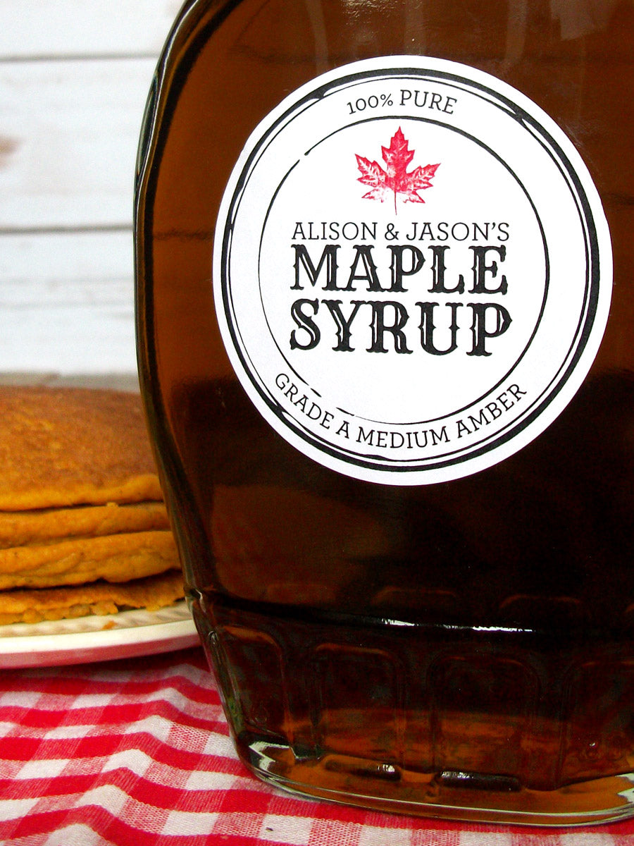 Black Seal apothecary style custom Maple Syrup labels | CanningCrafts.com
