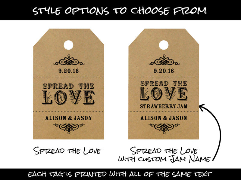 Custom Spread the Love Wedding Hang Tags | CanningCrafts.com
