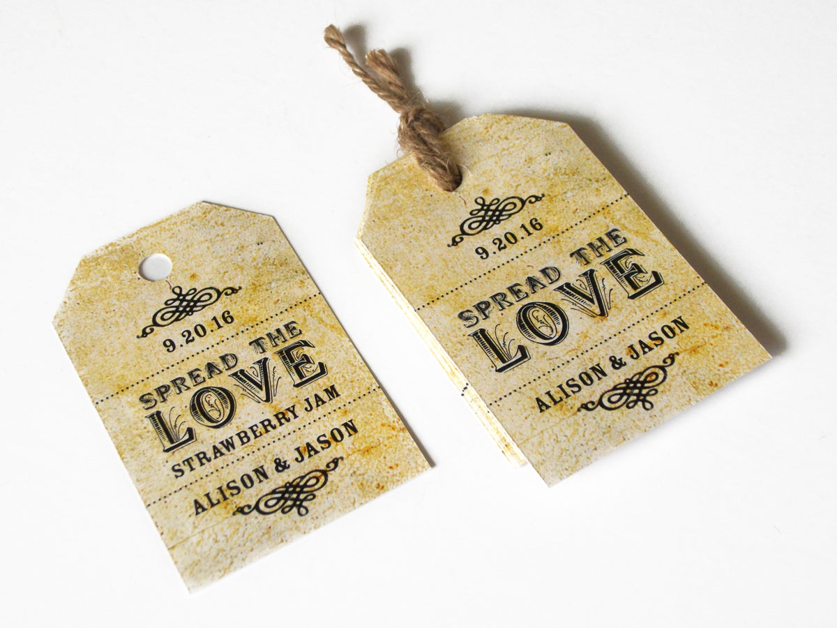 Custom Vintage Spread the Love Wedding Hang Tags | CanningCrafts.com