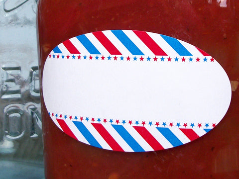 Red White & Blue Stars & Stripes Quilted canning jar labels | CanningCrafts.com