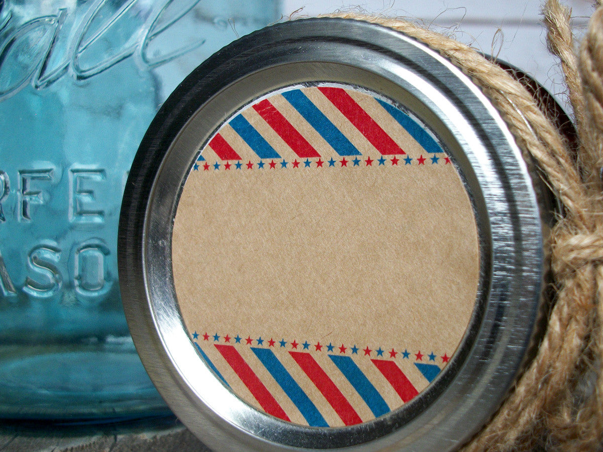 Patriotic red white & blue canning labels | CanningCrafts.com