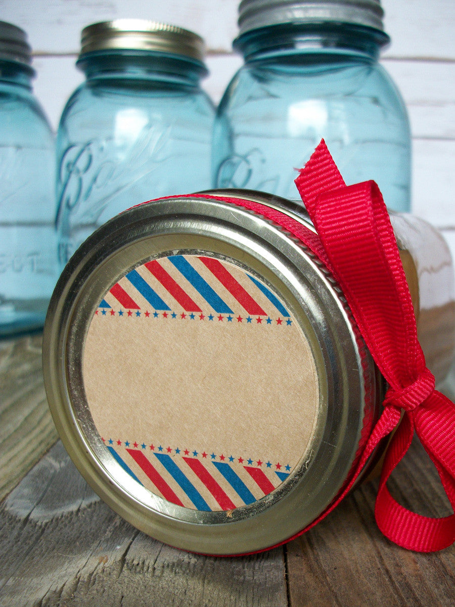 Patriotic stars & stripes canning jar labels | CanningCrafts.com