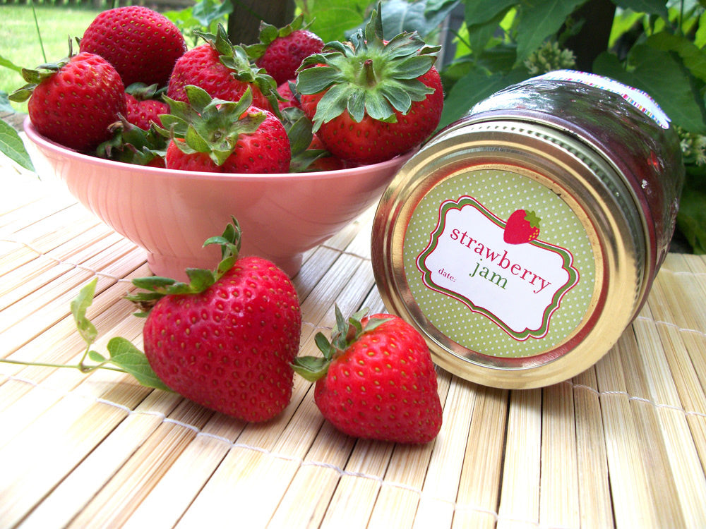 Strawberry Jam Canning Jar Labels | CanningCrafts.com