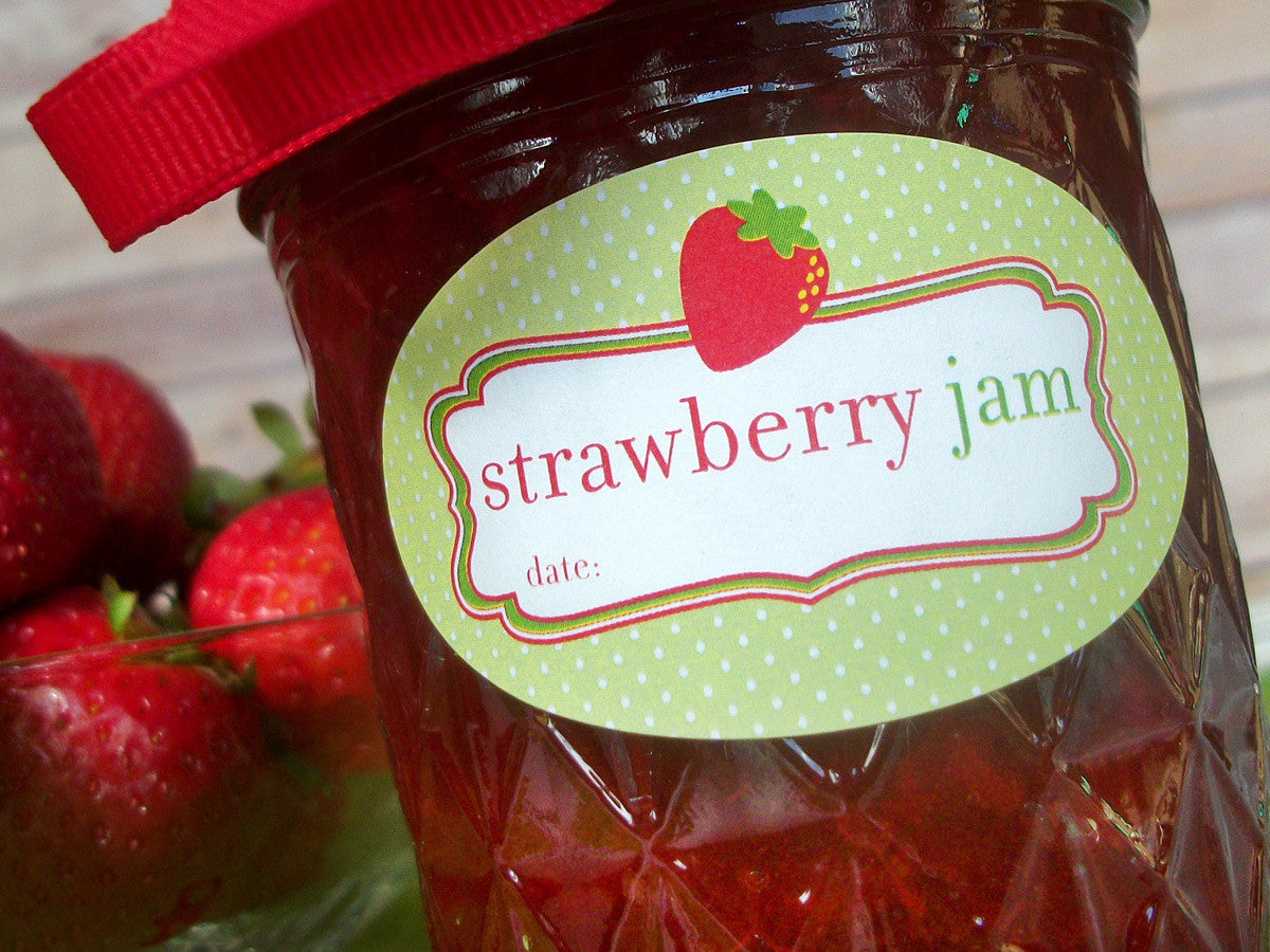 Oval Strawberry Jam Canning Labels | CanningCrafts.com