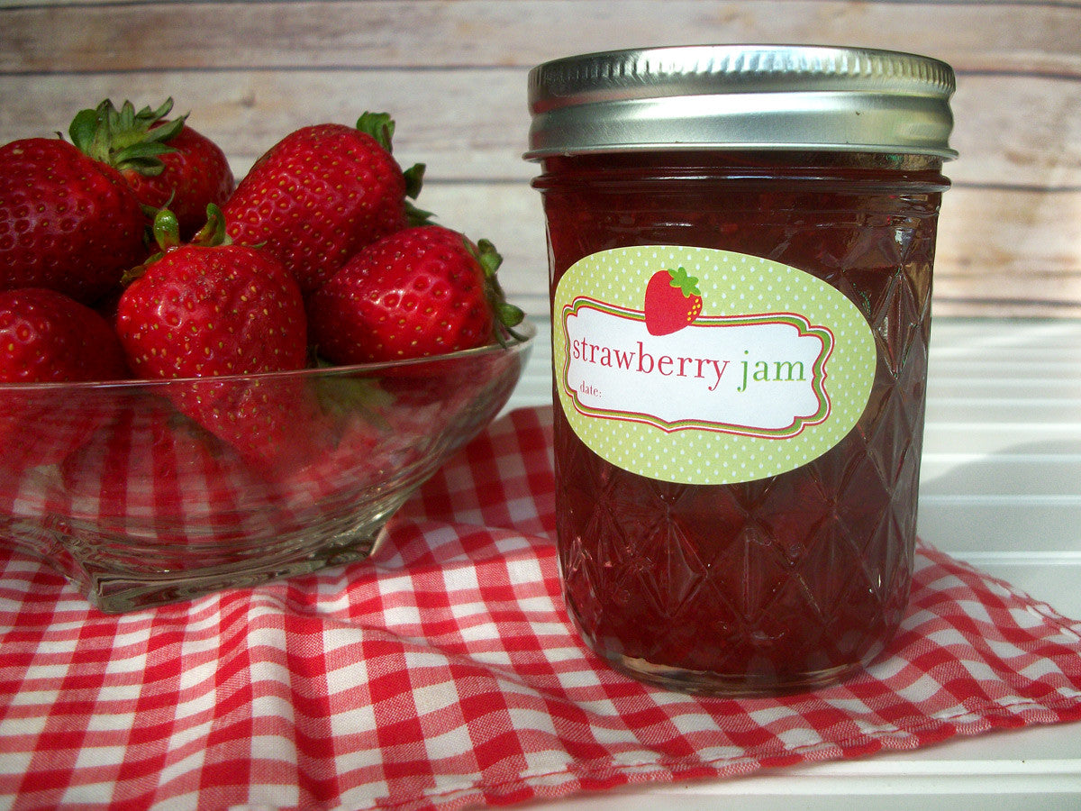 Oval Strawberry Jam Canning Jar Labels | CanningCrafts.com