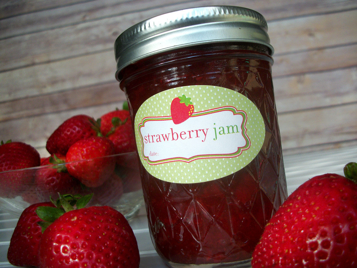 Oval Strawberry Jam Quilted Canning Jar Labels | CanningCrafts.com
