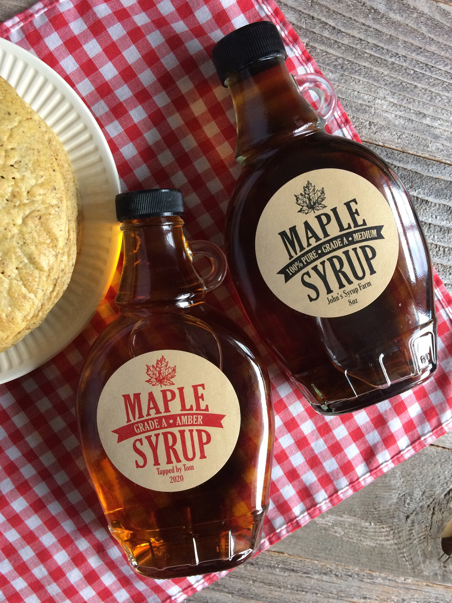 Syrup Labels Custom Kraft Traditional Maple Syrup Labels for bottles & mason jars ...