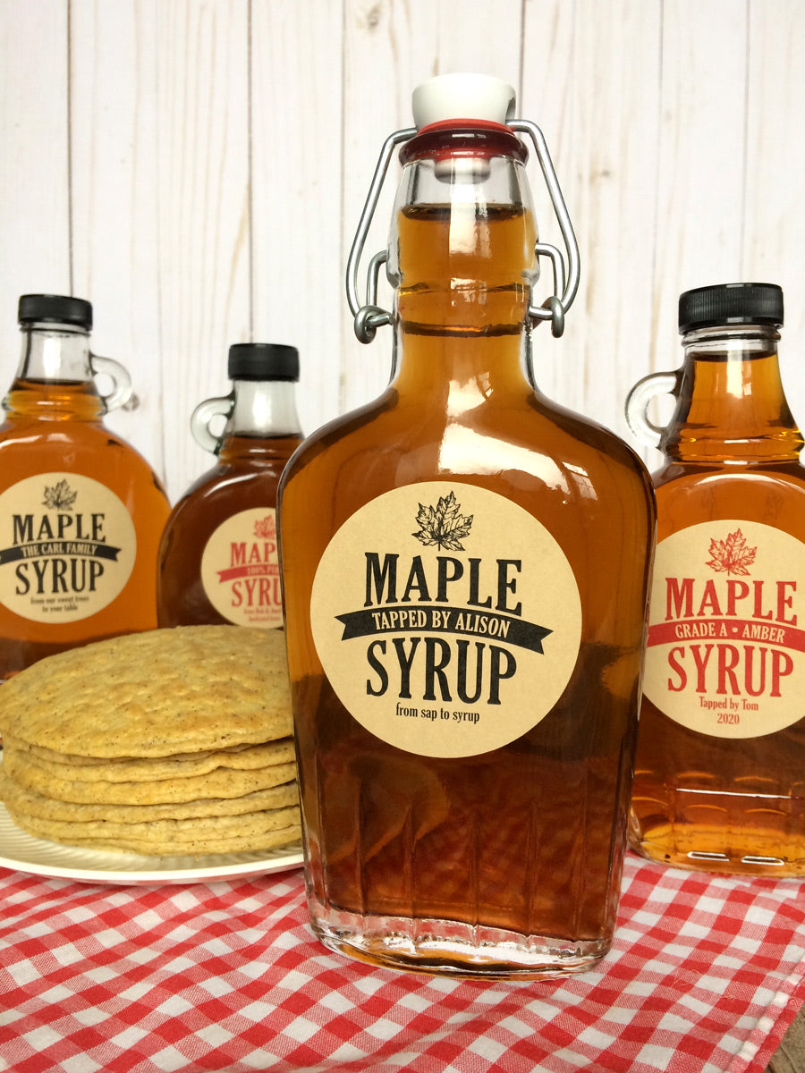 Custom Kraft Traditional Maple Syrup Bottle Labels | CanningCrafts.com