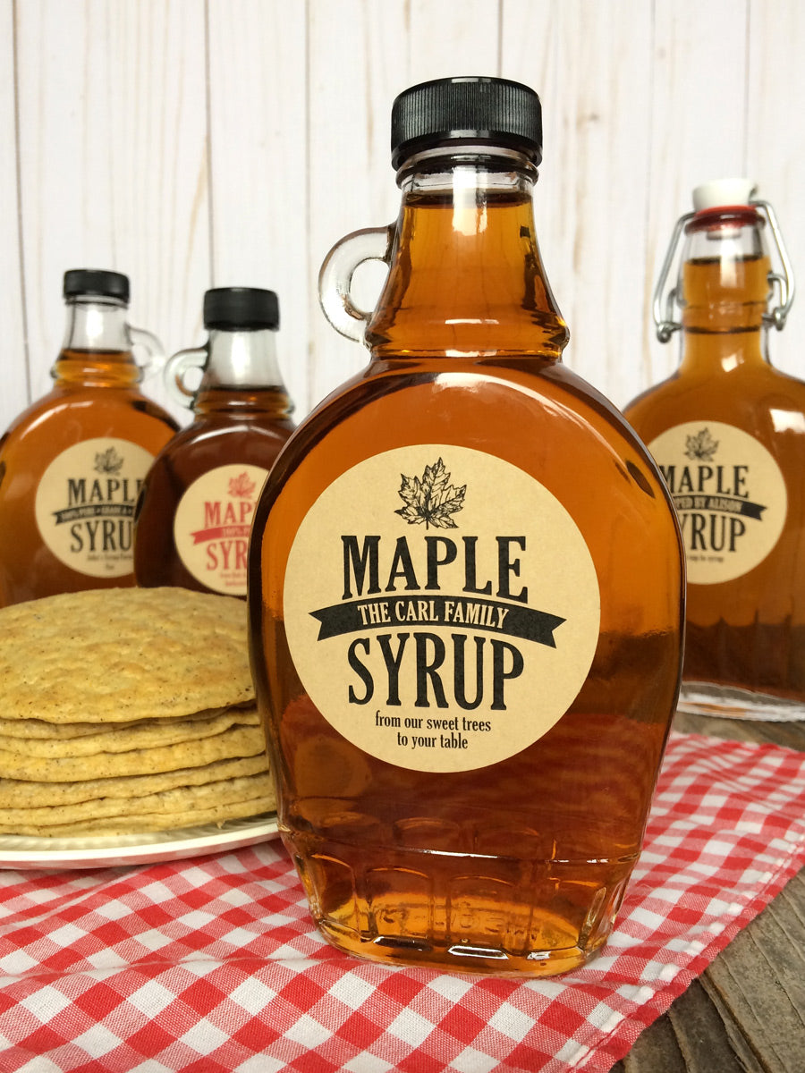 Syrup Labels Custom Kraft Traditional Maple Syrup Labels for bottles & mason jars ...