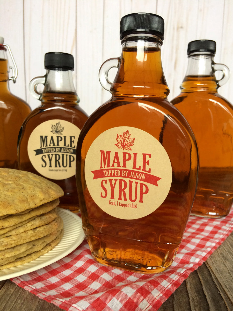 Syrup Labels Custom Kraft Traditional Maple Syrup Labels for bottles & mason jars ...