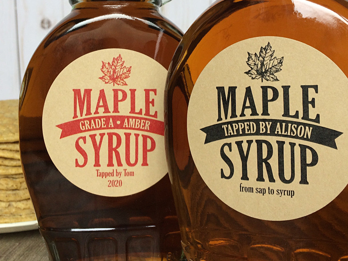 Syrup Labels Custom Kraft Traditional Maple Syrup Labels for bottles & mason jars ...
