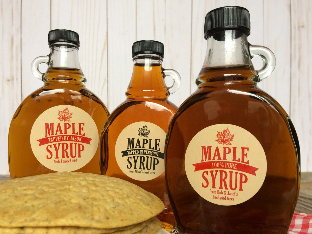 Syrup Labels Custom Kraft Traditional Maple Syrup Labels for bottles & mason jars ...