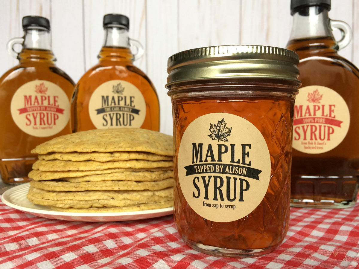 Syrup Labels Custom Kraft Traditional Maple Syrup Labels for bottles & mason jars ...