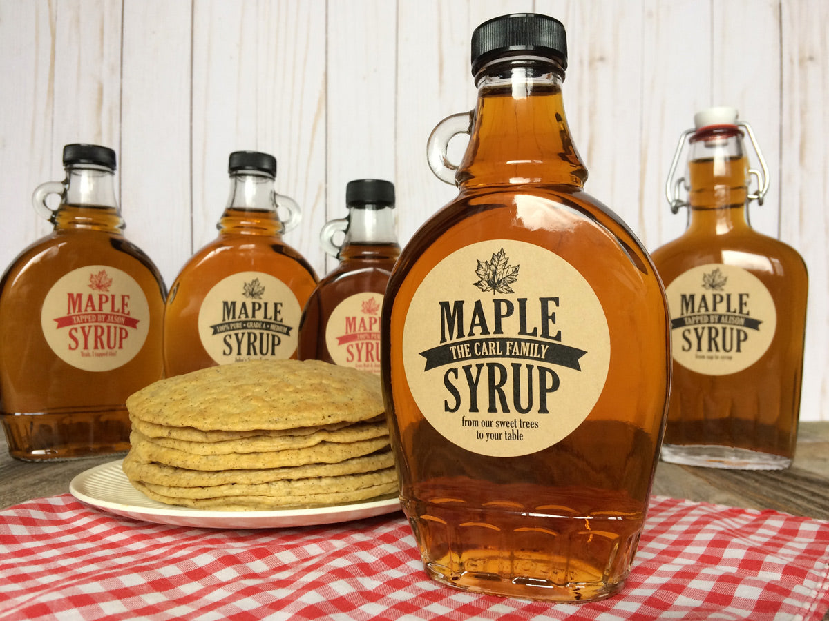 Custom Kraft Traditional Maple Syrup Bottle Labels | CanningCrafts.com