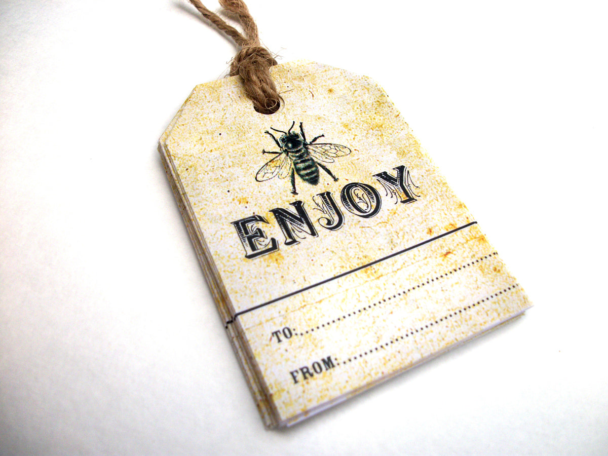12 Vintage Enjoy Honey Bee Hang Tags for mason jars & honey favors –  CanningCrafts
