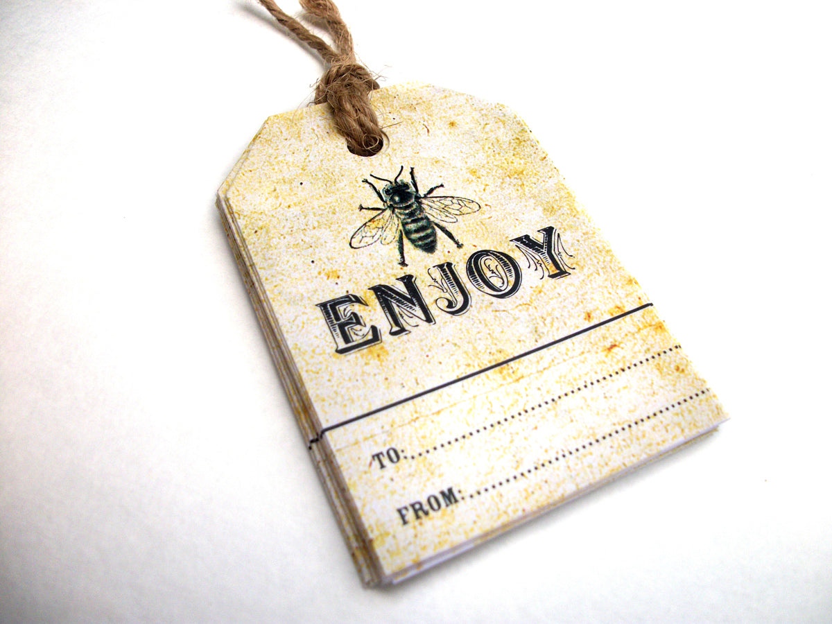 12 Kraft Enjoy Honey Bee Hang Tags for mason jar gifts or honey favors –  CanningCrafts