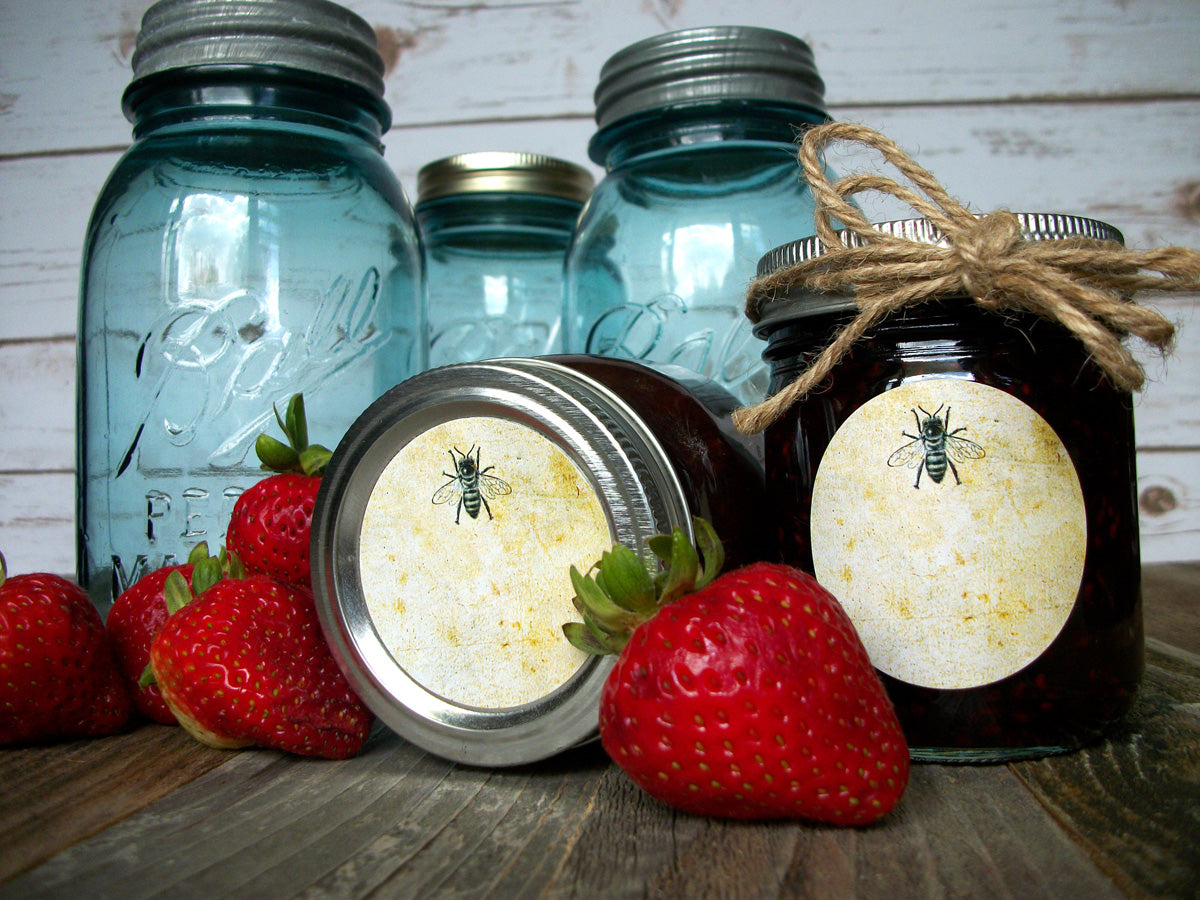 12 Vintage Enjoy Honey Bee Hang Tags for mason jars & honey favors