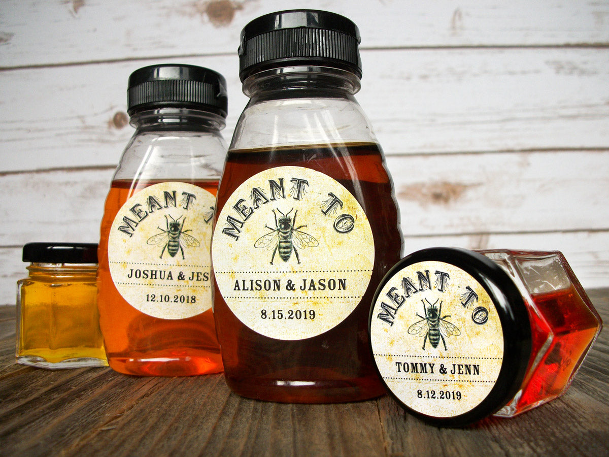 Vintage Meant to Bee Wedding Honey Bottle Favor Labels | CanningCrafts.com