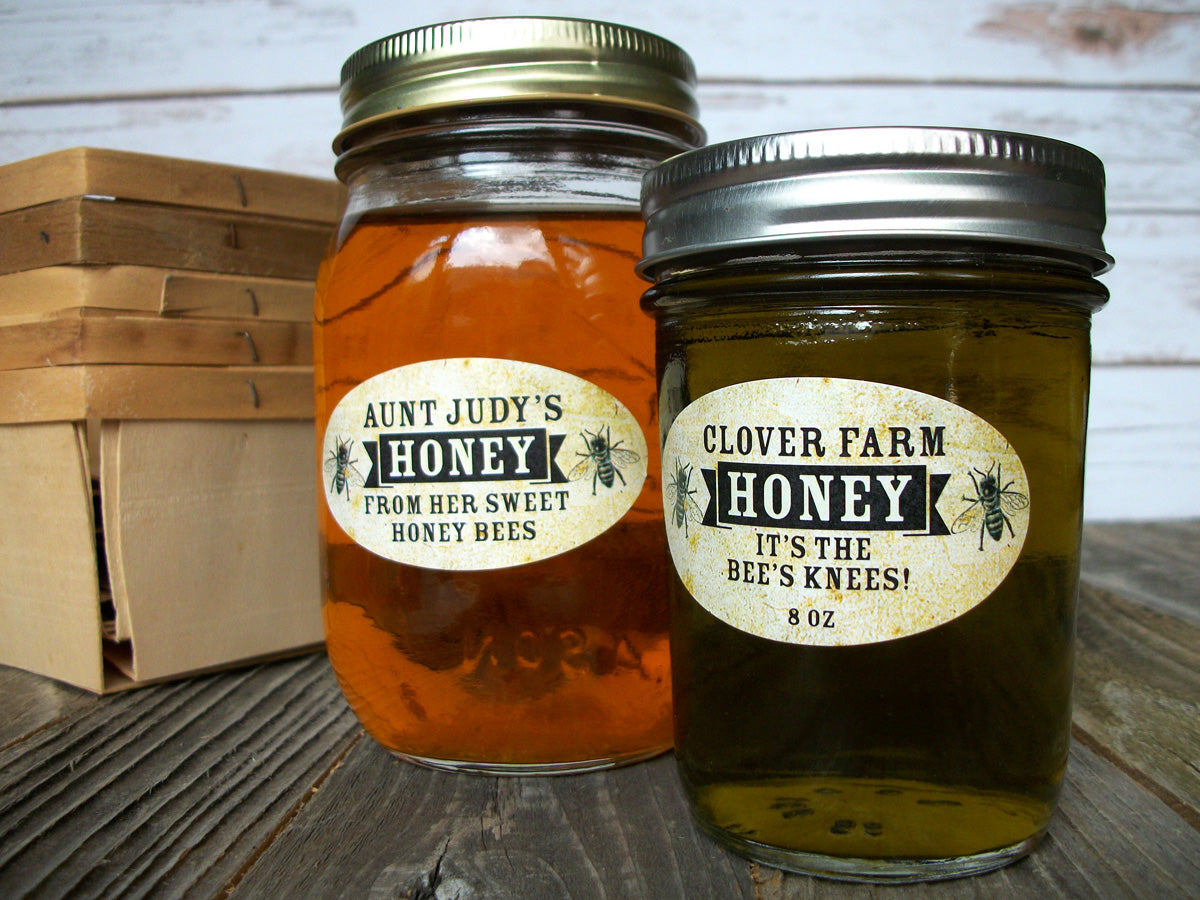 Custom Vintage Oval Honey Jar Labels