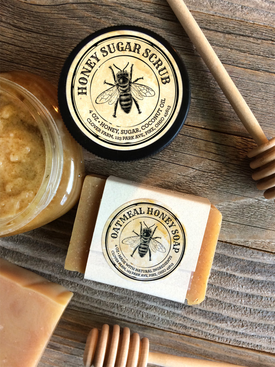 Custom Vintage Seal Honey Soap and Sugar Scrub Labels | CanningCrafts.com