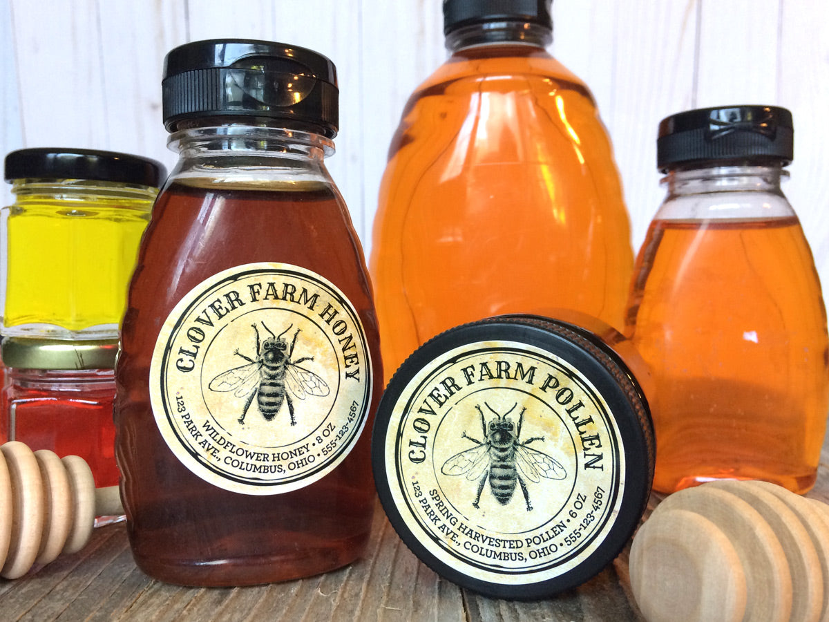 Custom Vintage Seal Honey and Pollen Labels | CanningCrafts.com