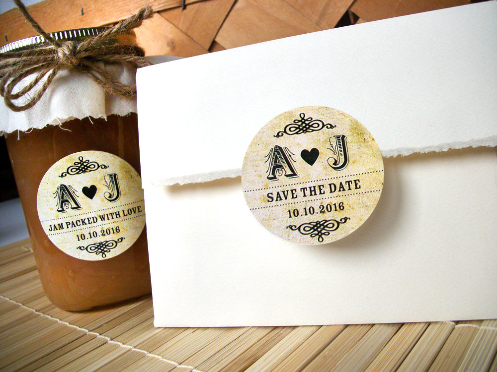 1.5 Save the Date Stickers, Round Label for Envelopes, Custom