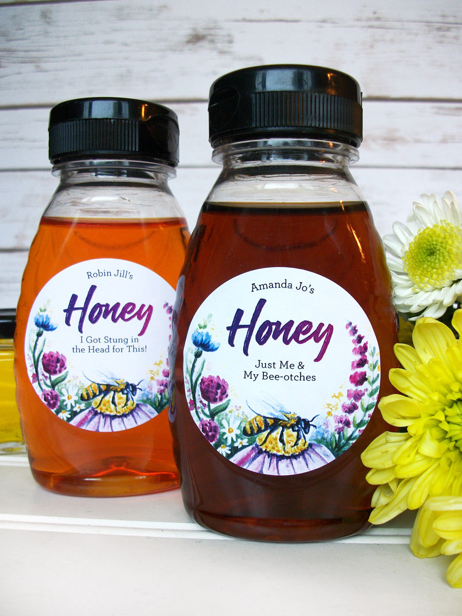 Custom Watercolor Wildflower Honey Bottle Labels | CanningCrafts.com