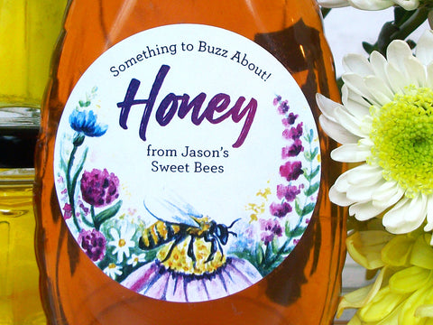 Custom Watercolor Wildflower Honey Labels | CanningCrafts.com