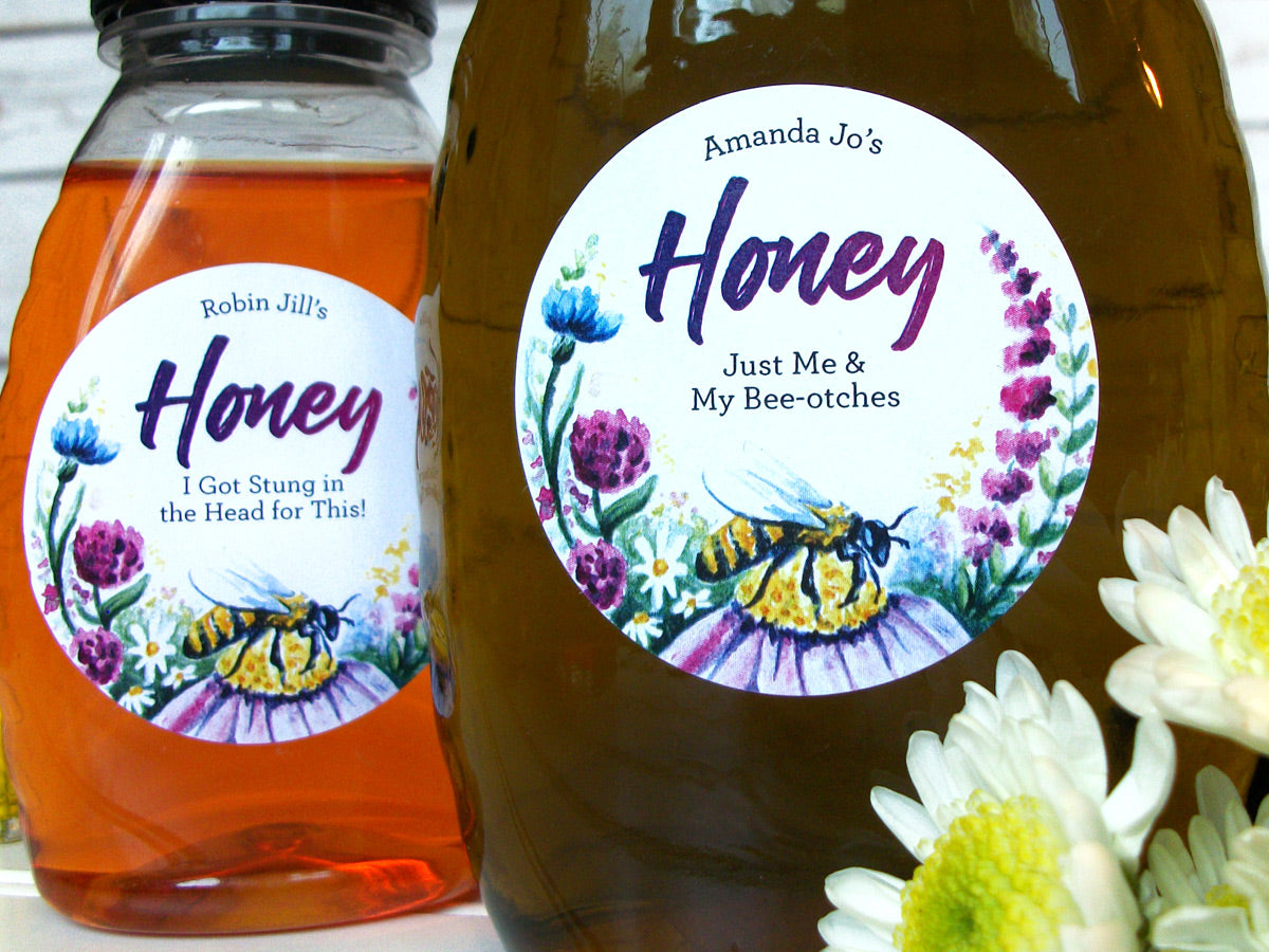 Custom Watercolor Wildflower Honey Bottle Labels | CanningCrafts.com