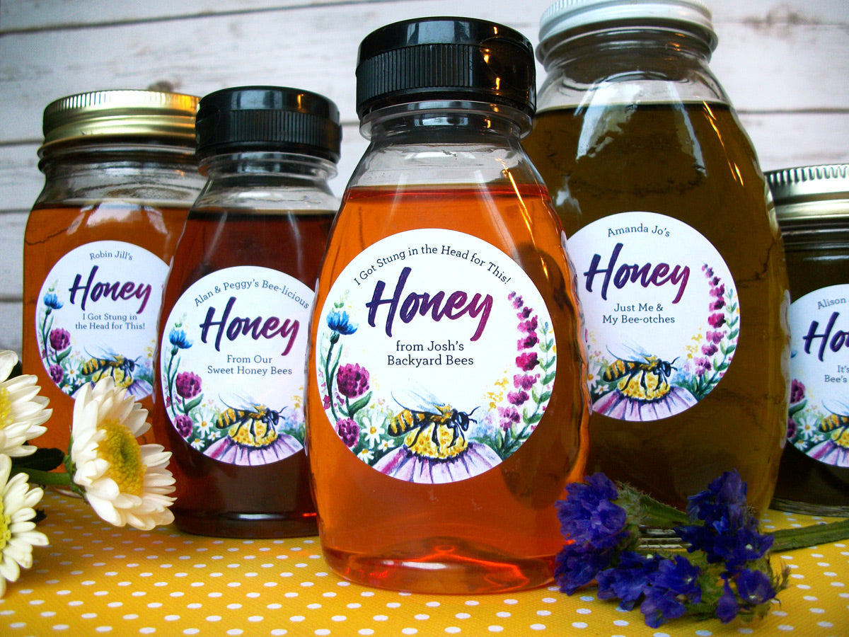 Custom Watercolor Wildflower Honey Bottle & Jar Labels | CanningCrafts.com