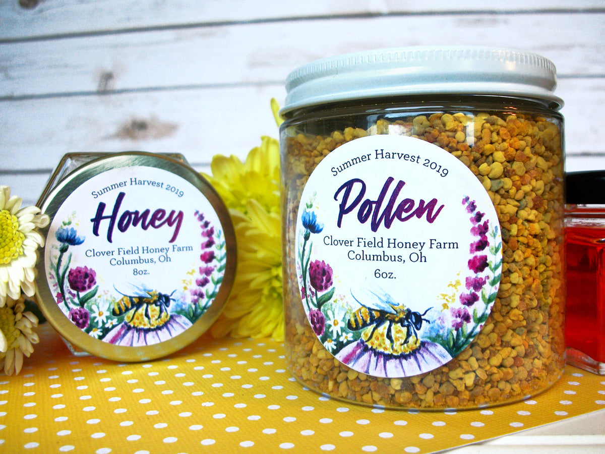 Custom Watercolor Wildflower Honey & Pollen Labels | CanningCrafts.com