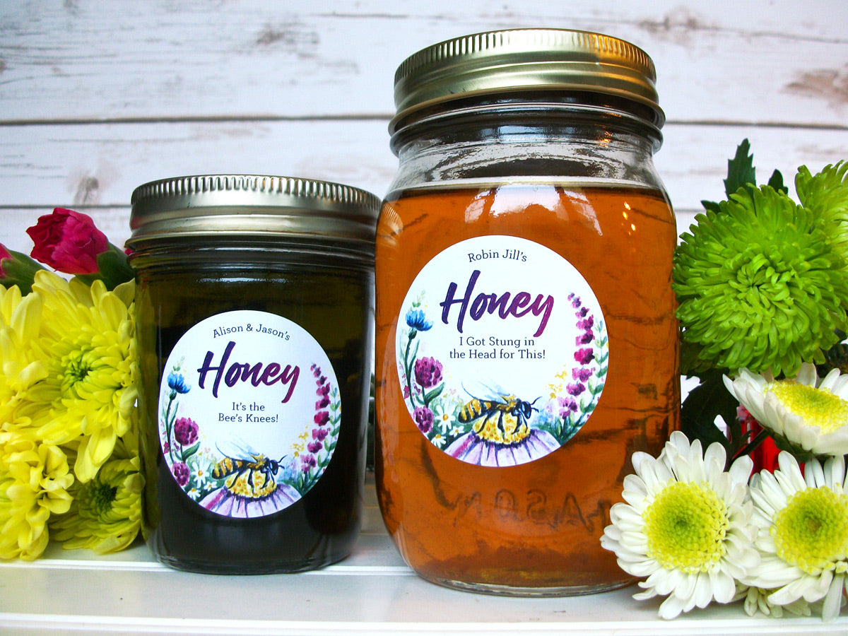 Custom Watercolor Wildflower Honey Canning Jar Labels | CanningCrafts.com