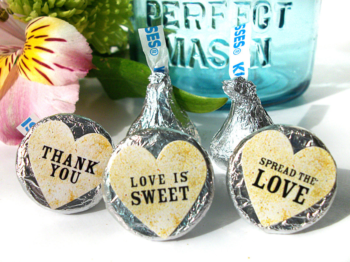Vintage Hershey Kiss Wedding Heart Favor Labels | CanningCrafts.com
