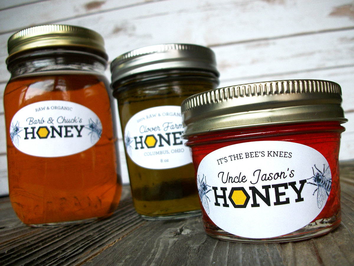 Custom Honeycomb Oval Honey Jar Labels | CanningCrafts.com