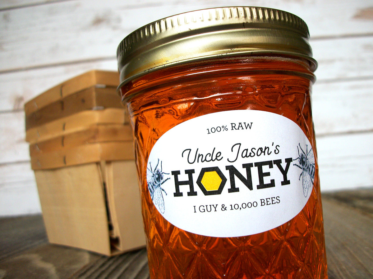 Custom Honeycomb Oval Honey Jar Labels fit Ball quilted jars | CanningCrafts.com