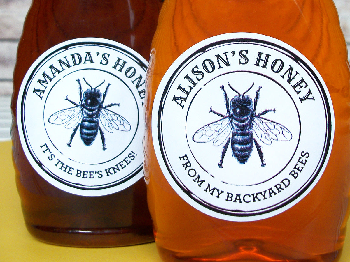 custom black & white seal honey labels | CanningCrafts.com