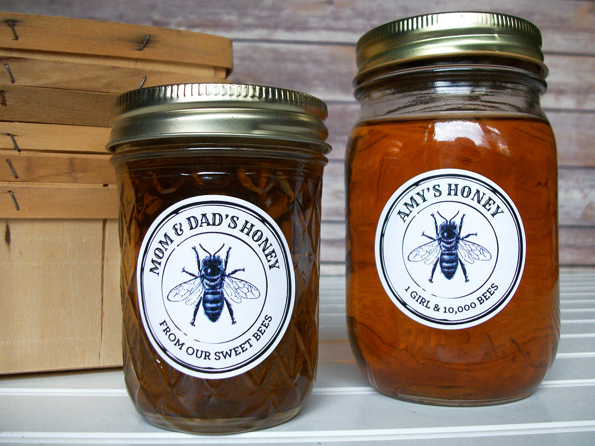 custom black & white seal honey labels | CanningCrafts.com