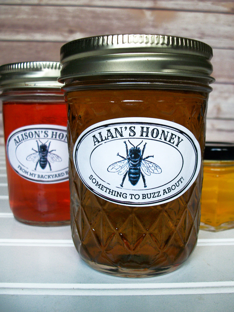 Custom Black & White Seal Oval Honey Jar Labels | CanningCrafts.com