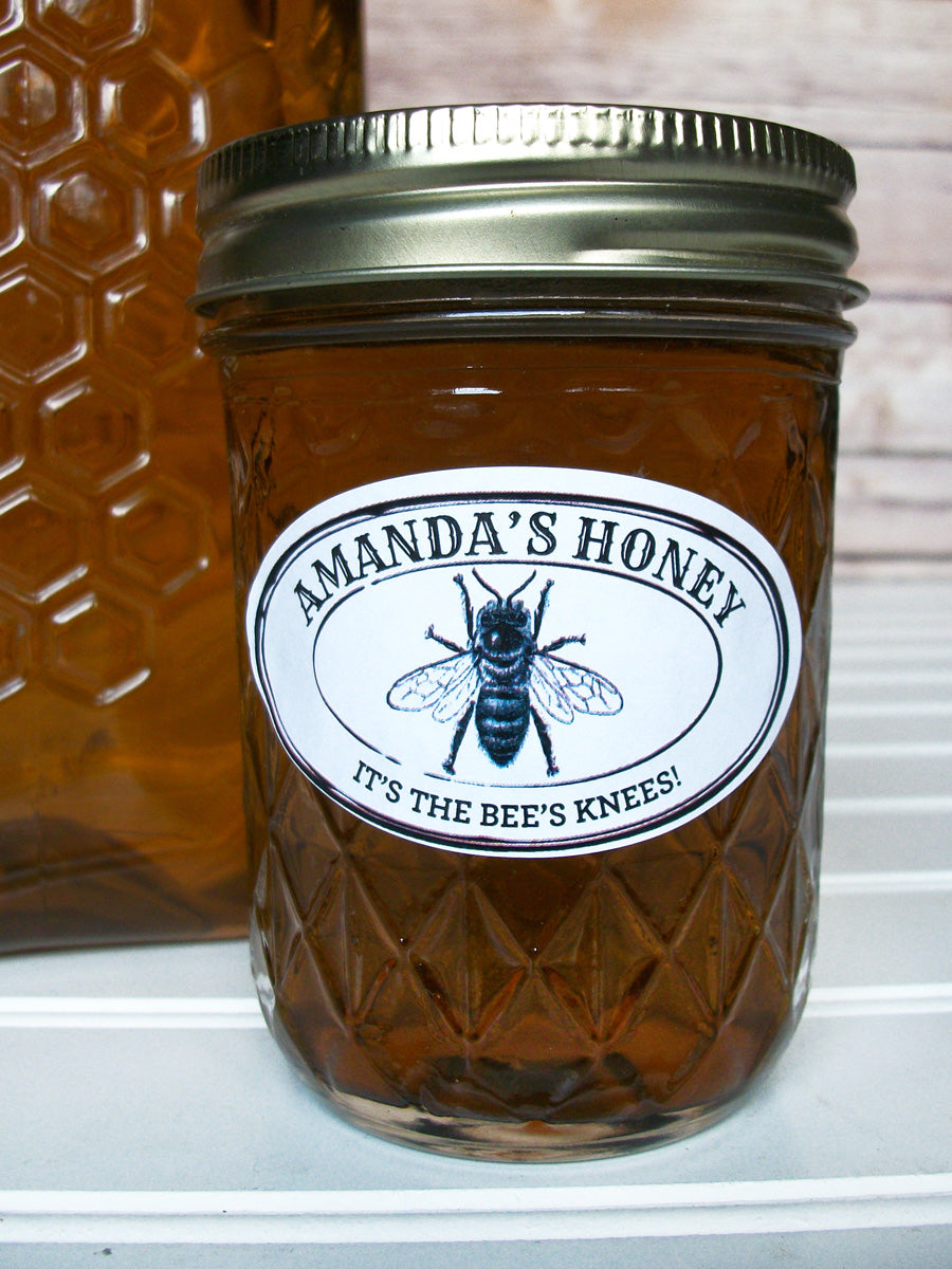 Custom Black & White Seal Oval Honey Jar Labels | CanningCrafts.com
