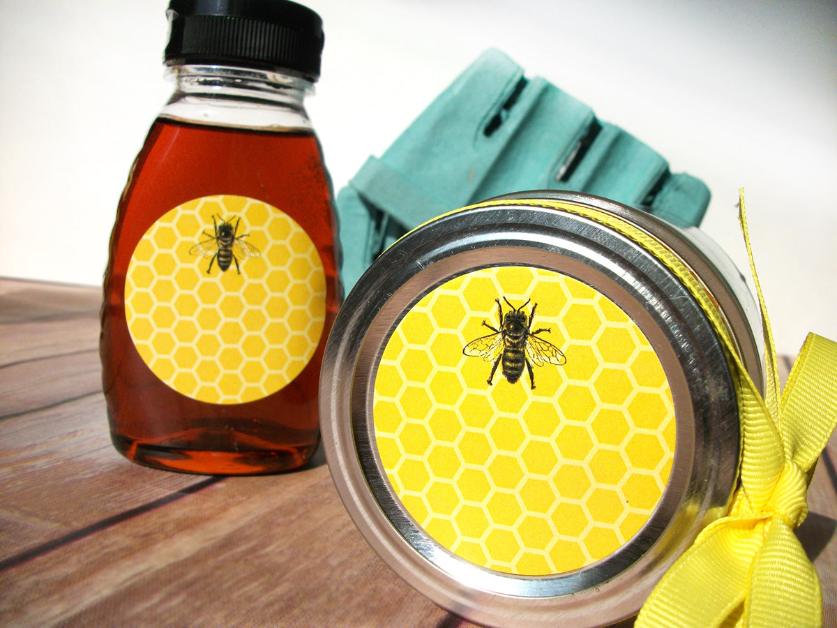 Yellow Honey Bee Bottle & Canning Jar Labels | CanningCrafts.com