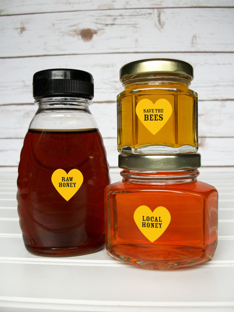 Yellow & black Save the Bees honey labels | CanningCrafts.com